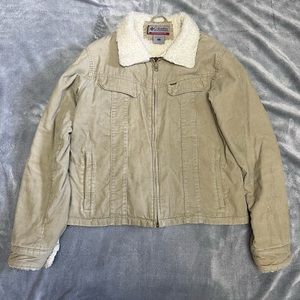 Columbia Corduroy Lined Jacket Tan Zip Front Size L